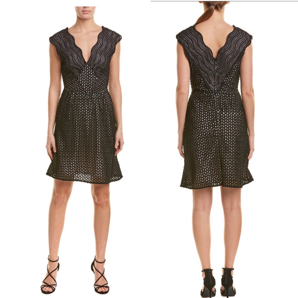 NEW Reiss Black Marianna Lace Fit & Flare Dress 6